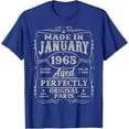 thumbnail image 2 of 60 Years Old Made in January 1965 Vintage 60th Birthday Men T-Shirt Husband Daddy Papa Gift Letters Printed Graphic Saying Tee, 2 of 5