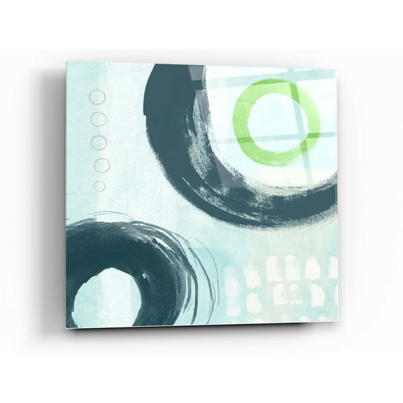 Epic Art 'Blue Circles III' by Linda Woods, Acrylic Glass Wall Art, 24"x24"