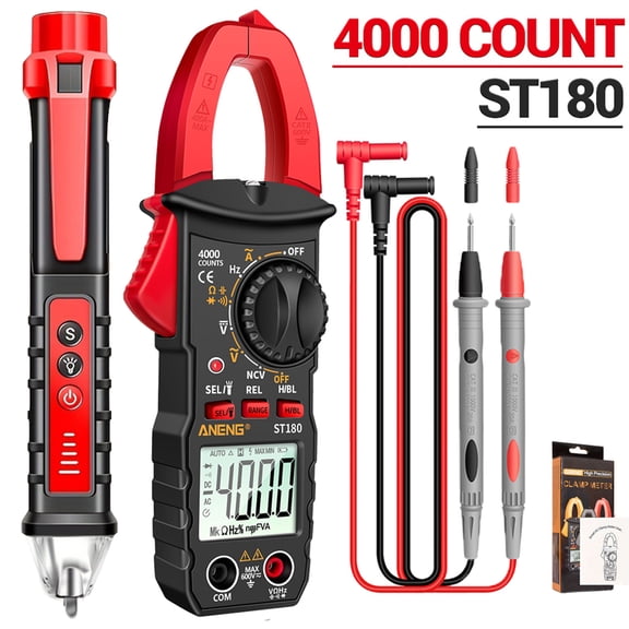 ANENG Digital Clamp Meter Multimeter Tester ST180 4000 Counts NCV Ampere Ohmic Voltage AC Current AC/DC Voltage Capacitance Resistance Diode
