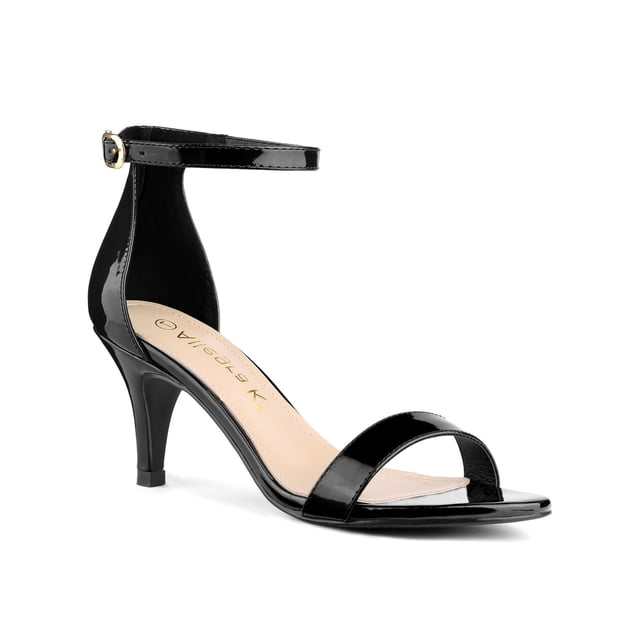 Unique Bargains Women's Solid Color Open Toe Stiletto Heeled Ankle Strap Sandals