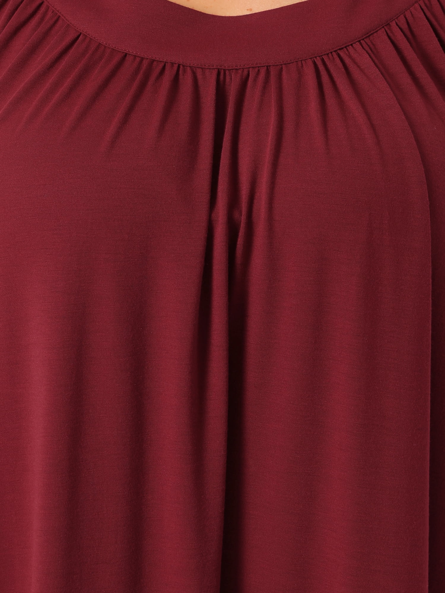 DARING DIVA Women's Plus Size Sleeveless Nightgown with Pockets 4X Wine Red