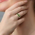 thumbnail image 4 of 925 Sterling Silver and 10K Yellow Gold Green Tourmaline and White Lab Grown Diamond 4-Stone Wedding Band Ring for Women (1.05 Cttw, Gemstone October Birthstone, Available in Size 5, 6, 7, 8, 9), 4 of 4