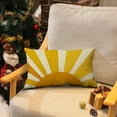 thumbnail image 2 of Heduofu 12x20 Inch Set of 2 Summer Covers, Stripes Yellow Sunshine Decorations Outdoor Throw Boho Outdoor Rainbow Sun Pillowcase Linen Decor Cute Lumbar Cushion Case for Home Bedroom, 2 of 8