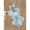 thumbnail image 3 of Newborn Baby Girls Summer Romper Ruffle Sleeve Floral Jumpsuit Bodysuit Headband 2PCS Clothes Outifis, 3 of 9