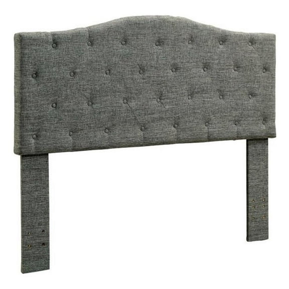 Bowery Hill Contemporary Fabric Full Queen Tufted Headboard in Gray
