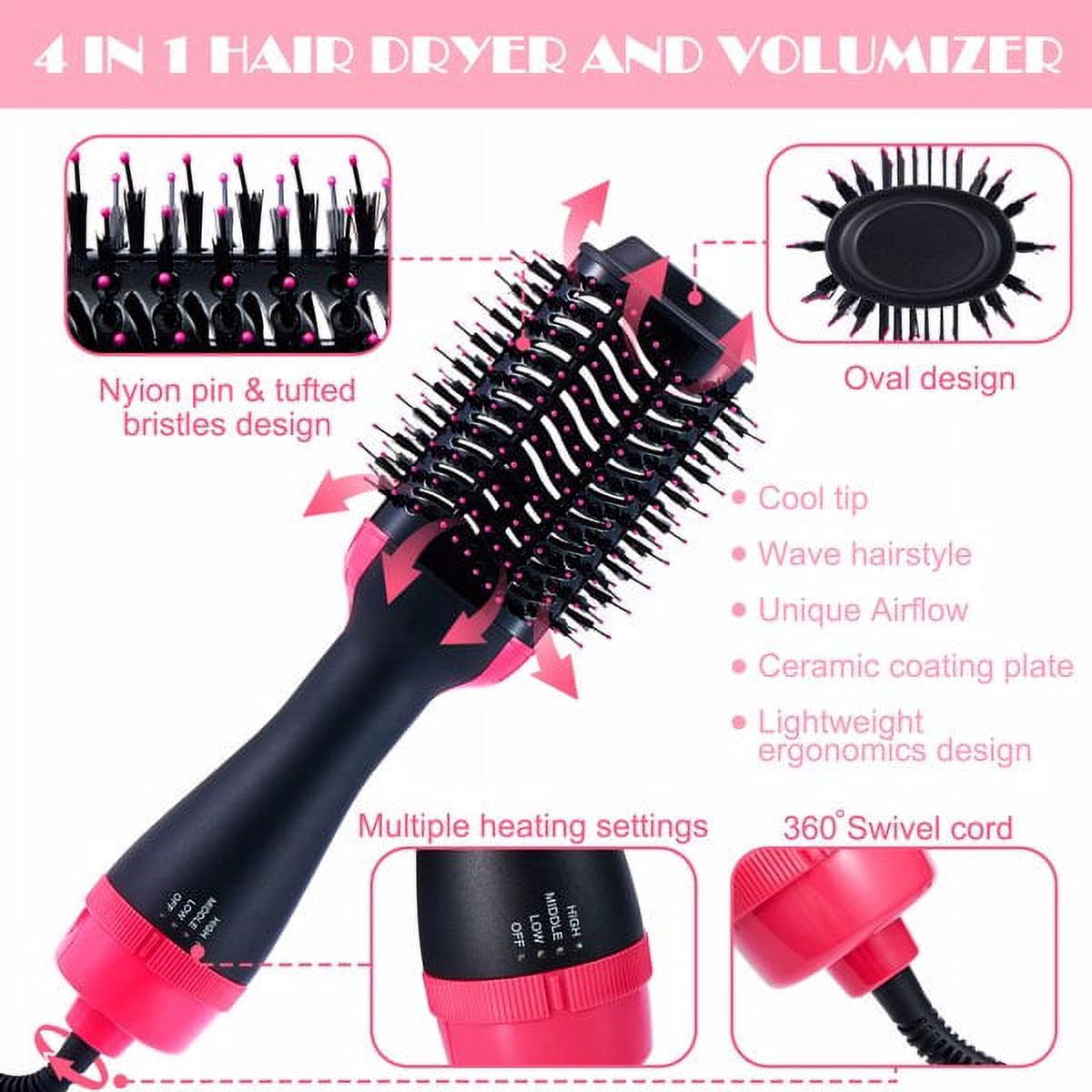 Hair Dryer Brush Blow Dryer Brush in One, Upgraded 4 in 1 Hair Dryer and Styler Volumizer with Negative Ion Anti-frizz Ceramic Titanium Barrel Hot Air Brush Hair Straightener Brush