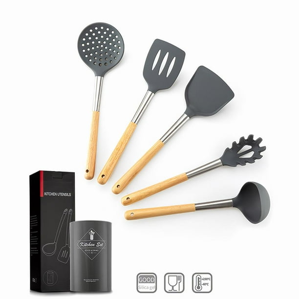 black silicone utensil set