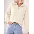 thumbnail image 4 of PRETTYGARDEN Women's Quarter Zip Pullover Oversized Sweaters Collared Neck, Long Balloon Sleeve, Jumper Tops, Soft Cozy Knit, Ribbed Hem, Loose Fit, Fall Outfits, Winter Fashion Clothing, 4 of 9