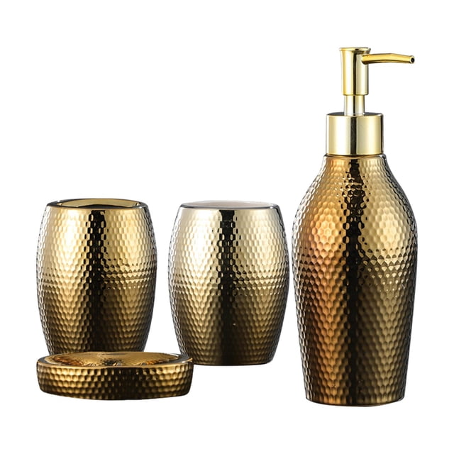 Abbracc 4 Pcs/Set Bathroom Accessories Set Ceramic Bathroom Essential for Home Decor