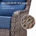 thumbnail image 3 of Opohoro 4 Pieces Outdoor Conversation Set, Brown Rattan Sofa Set with Swivel Rocker Chairs and Coffee Table, Blue for Patio Backyard Porch, 3 of 11