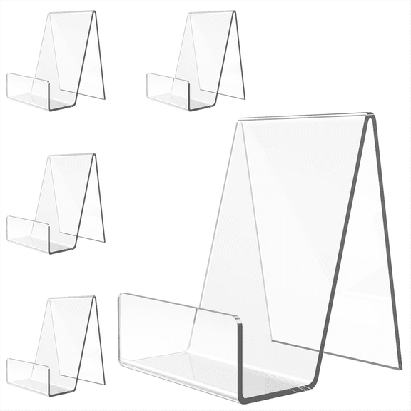 5 Pack Acrylic Book Stand, Holder for Display, Clear Easel Stand Display Postcard, CD,Frame