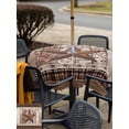 thumbnail image 5 of Outdoor Tablecloths with Umbrella Hole & Zipper, Texas Star Vintage 54x54 Inch Square Tablecloths, Brown Retro Art Red Berry Wooden Waterproof Table Cloth, Patio/Pool/Picnic Table Covers, 5 of 8