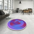 thumbnail image 4 of Ahgly Company Machine Washable Indoor Round Transitional Purple Mimosa Purple Area Rugs, 5' Round, 4 of 7