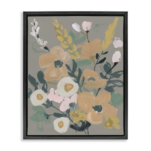 Stupell Industries Modern Wildflower Collage Botanical & Floral Painting Black Floater Framed Art Print Wall Art, 17 x 21