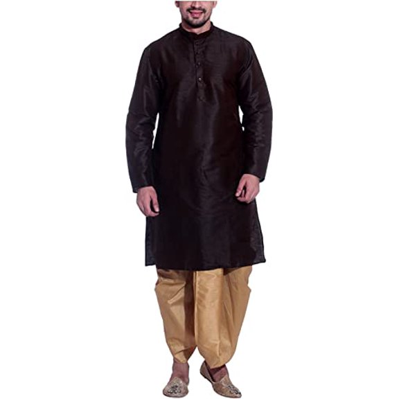 Royal Kurta Mens Silk Blend Loop Button Kurta Pyjama Set (Royal Blue, 44.)