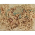 thumbnail image 2 of Giovanni Benedetto Castiglione 18x15 Black Ornate Wood Framed Double Matted Museum Art Print Titled - Youth Playing a Pipe for a Satyr (1645-50), 2 of 5