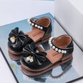 thumbnail image 5 of Xfvqtps Girls Mary Jane Shoes Flats Soft Sole Ballet Bow Detail Pearl Hook and Loop Strap Princess Shoes for Spring Summer Casual Outfit, 5 of 7