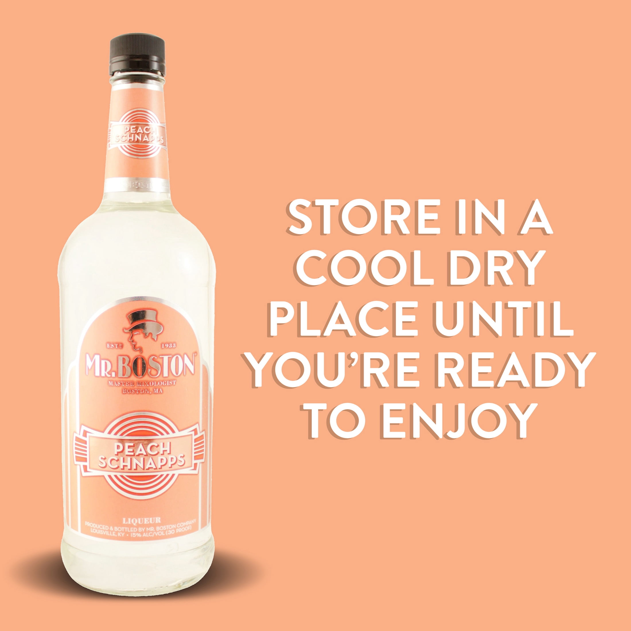 Mr. Boston Peach Schnapps Liqueur, 750ml, 15% Alcohol, Cocktail Mixers