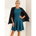 thumbnail image 4 of Vestido de noche para mujer, con volantes, manga casquillo, cremallera frontal, línea A, vestido de cóctel Azul eléctrico XL, 4 of 6