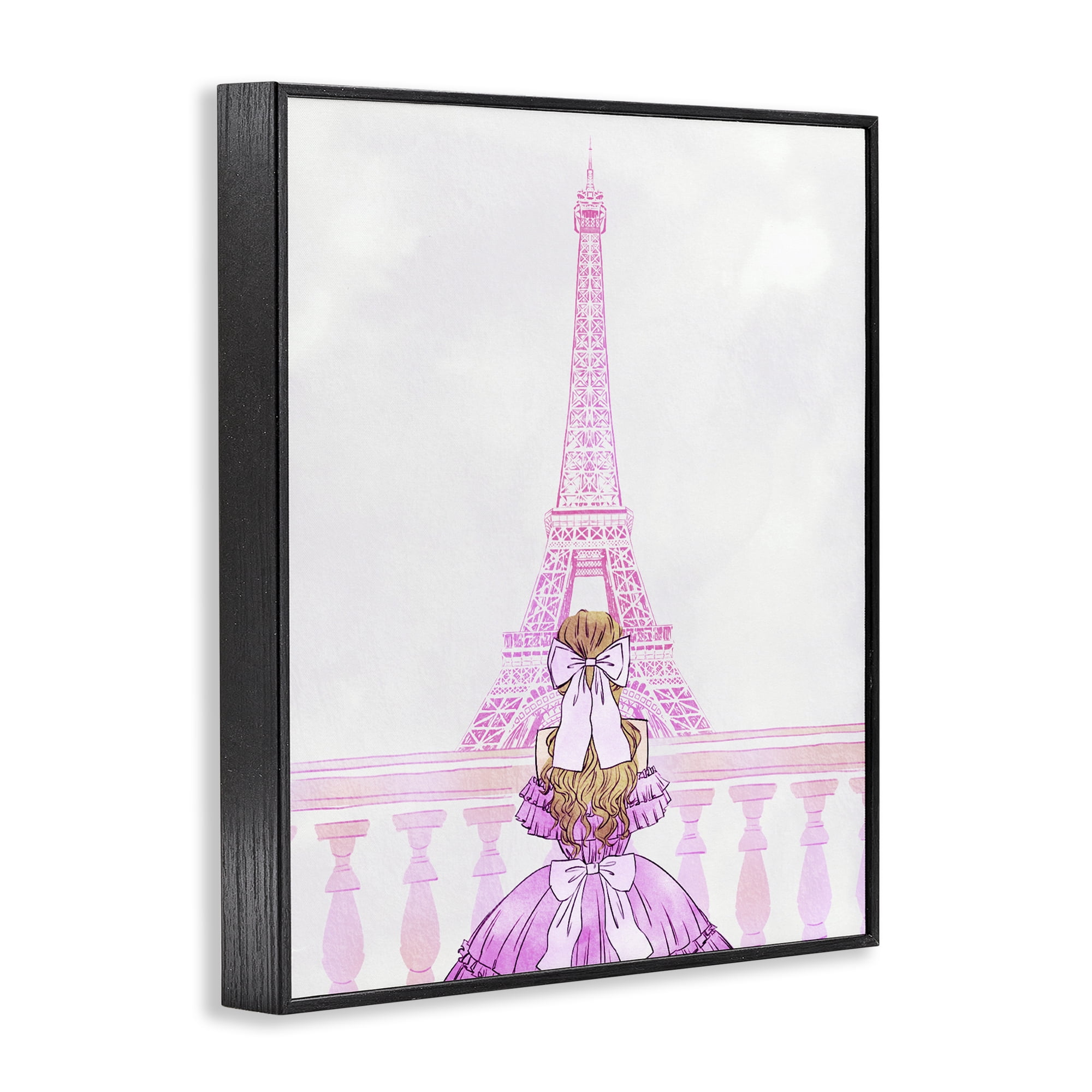 Stupell Industries Pink Gown & Eiffel Tower Black Framed Giclee Art, design by Ziwei Li