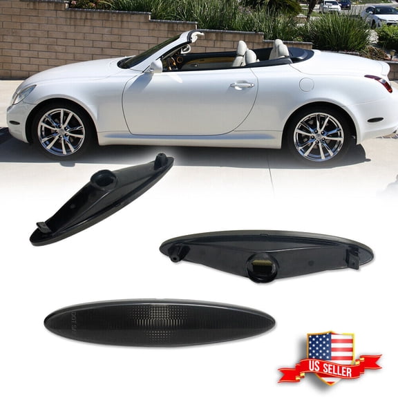 GTINTHEBOX 2PCS Smoke Front OR Rear Side Marker Light Housing Kit For 2002-2010 Lexus SC430