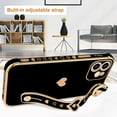 thumbnail image 6 of for iPhone 12 Case Cute Love-Heart Plating Wristband Phone Cover for Women Girls Bling Soft Silicone Camera Lens Protection Bumper Shockproof Wrist Phone Case for iPhone 12 (6.1'') - Black, 6 of 7