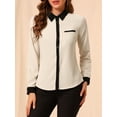 thumbnail image 5 of INSPIRE CHIC Women's Color Block Button Down Long Sleeve Work Shirt S Beige, 5 of 8