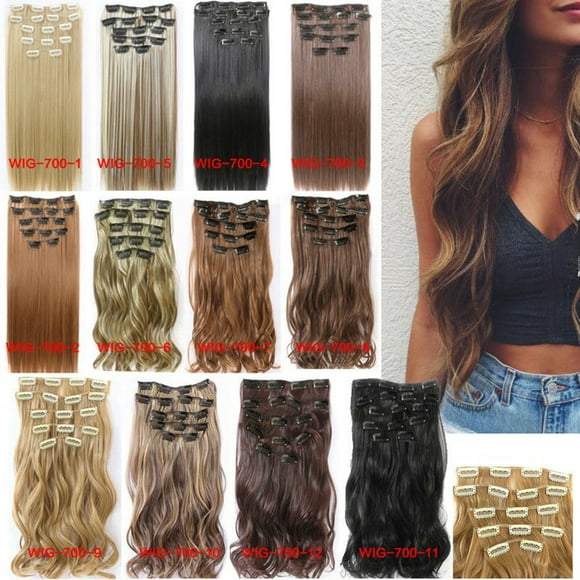 16pcs 60cm Hair Extending Natural Like Hairpieces Synthetic Clip In Hair Fiber Extentions Wig