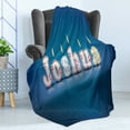 thumbnail image 4 of Joshua Soft Flannel Fleece Throw Blanket, Font Design as Burning Candles Surprise Birthday Party Celebration, Cozy Plush for Indoor and Outdoor Use, 60" x 80", Blue and Multicolor, by Ambesonne, 4 of 5