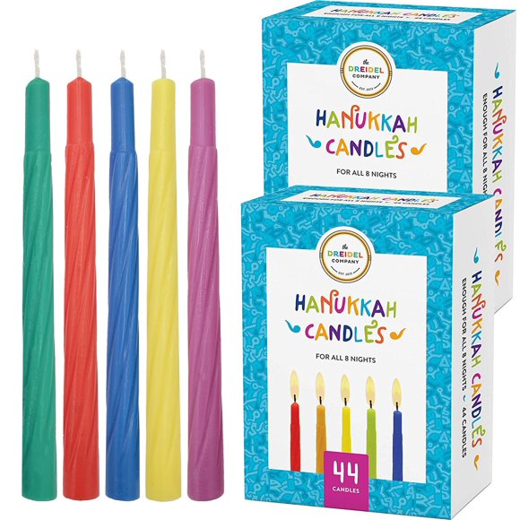 The Dreidel Company Menorah Candles Chanukah Candles 44 Colorful Hanukkah Candles For All 8 Nights Of Chanukah (5-Pack)