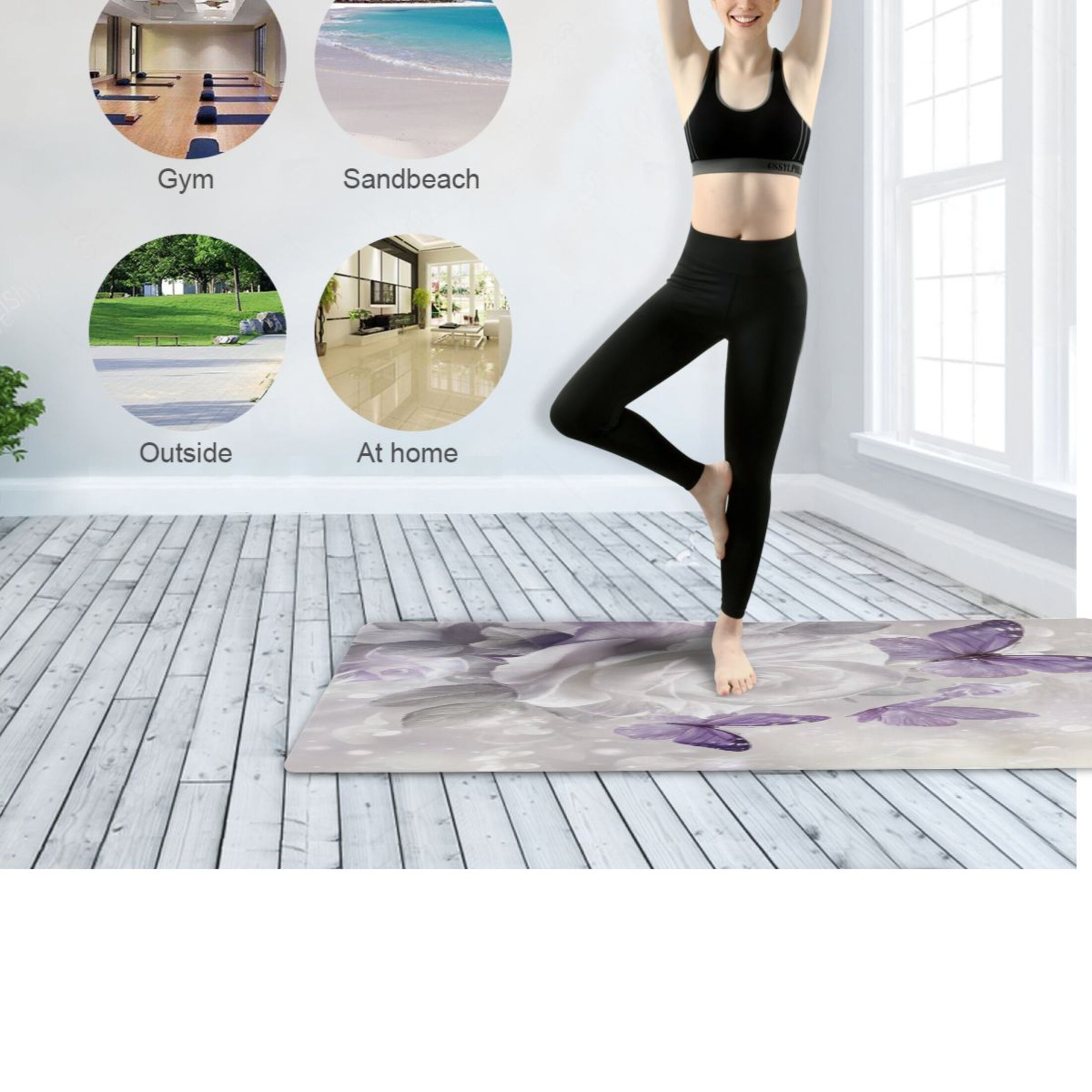 BZSMCE Yoga Mat Women Fitness Mat Lavender Dream Pattern