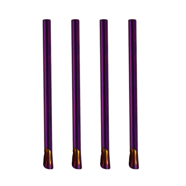 pajitas reutilizables de acero inoxidable con agitador creativo para batidos de té con leche (morado)