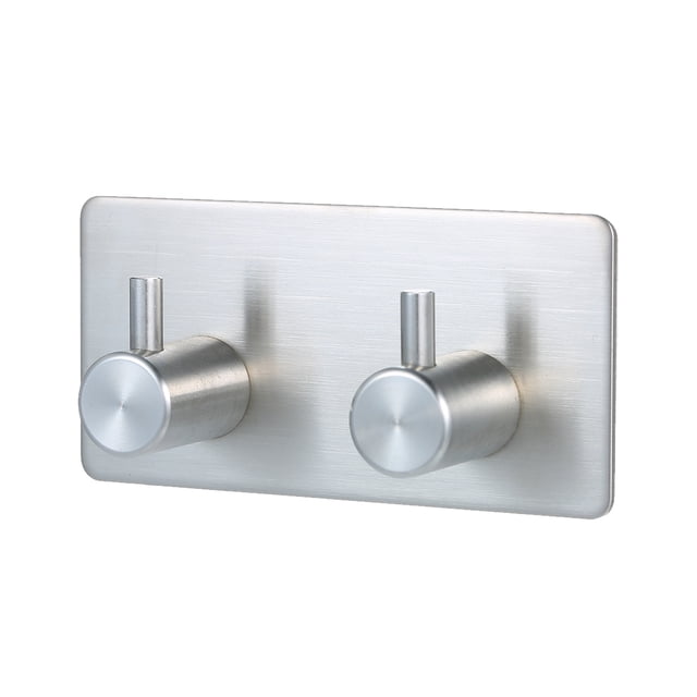 Ganchos de acero inoxidable 304 para baño y cocina, adhesivo fuerte, impermeable y autoadhesivo, 2 unidades, ideal para superficies lisas como cerámica, metal y vidrio.