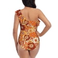 thumbnail image 5 of Haiem Hippie Flower Women's One Piece Swimsuits Tummy Control One Shoulder Bathing Suits Ruffle Swimwear-Large, 5 of 8
