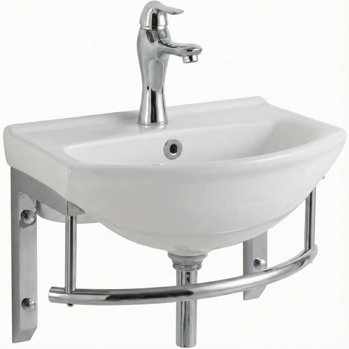 Ridge Small Wall Mounted Bathroom Sink 17 3/4" White w/Faucet Drain Towel Bar and Overflow Renovators Supply