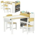 thumbnail image 1 of Qaba Kids Table and Chair Set with Paper Roll, Craft Table, Natural Wood, 1 of 10