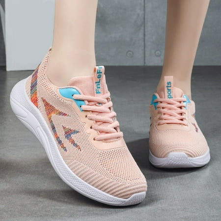 

Aayomet Fashion Sneakers Ladies Fashion Casual Shoes Lace Up Mesh Breathable Lightweight Damping Absorbing Soft Sole Sport Shoes Pink 7.5
