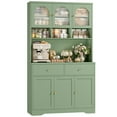 thumbnail image 2 of Hiphuta 71"in Modern Kitchen Pantry Storage Cabinet, Freestanding Kitchen Hutch Cabinet with Adjustable Shelves & Microwave Stand, Modern Coffee Hutch for Dining Room, Green, 2 of 7
