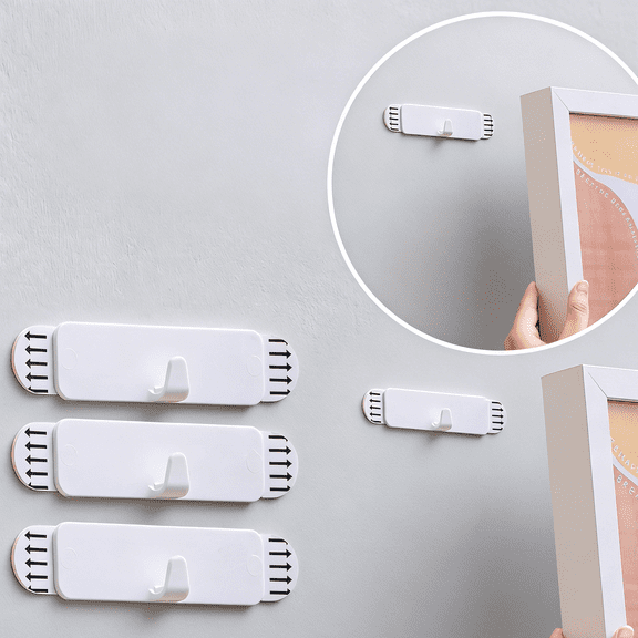 Picture Hangers, Adhesive Hanging Hooks Without Nails, No Damage Sawtooth Hangers for Wall