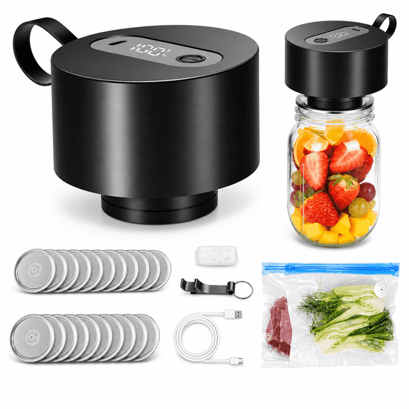 Mason Jar Vacuum Sealer Handheld Vacuum Sealers, Black with Portable for Wide & Regular Mouth Lids,Food Storage for Home,Kitchen,RV,Travel