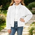 thumbnail image 6 of BXJX Girls Fleece Jackets, Stand Collar Long Sleeve Zip‑Up Casual Outerwear with Pockets White Size 8-9 T, 6 of 9