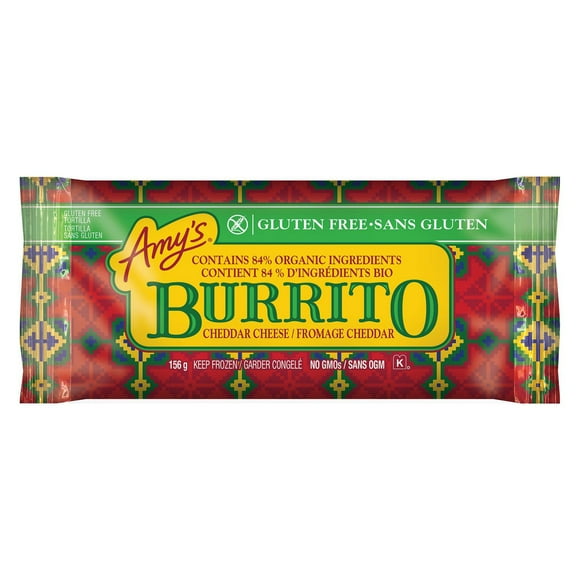 Amy's burrito sans gluten avec fromage cheddar 156g