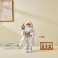 thumbnail image 1 of Muñeco de Papá Noel, muñeco de Navidad de tela hecho a mano, decoraciones navideñas, pie blanco plateado, 1 of 4