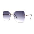 thumbnail image 2 of SA106 Womens Angular Beveled Rimless Butterfly Sunglasses Gold Smoke, 2 of 4