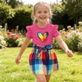 thumbnail image 7 of Cethrio Girls Summer Outfit Sets Size 6, Printed 2 Piece Flutter Sleeve Fashion Girls' Clothing Sets Hot Pink, 7 of 7