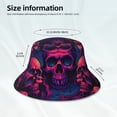 thumbnail image 3 of Yiaed Purple-Red Skull Print Reflective Stripe Bucket Hat Unisex Funny Outdoor Fisherman Cap Beach Sun Hat, 3 of 5