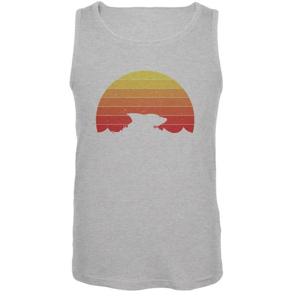 Ocean Shark Retro Sunset Mens Tank Top Heather 2XL
