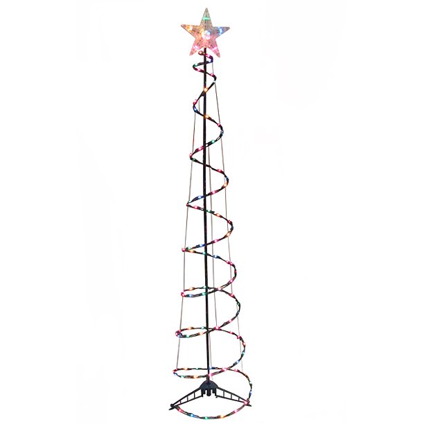 6' Lighted Green Spiral Christmas Tree Scuplture Yard Art Multi Color