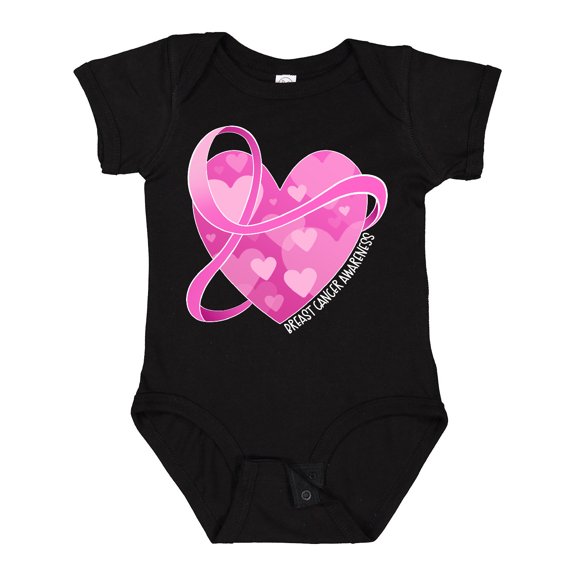 Inktastic Breast Cancer Awareness Pink Ribbon Around Heart Boys or Girls Baby Bodysuit