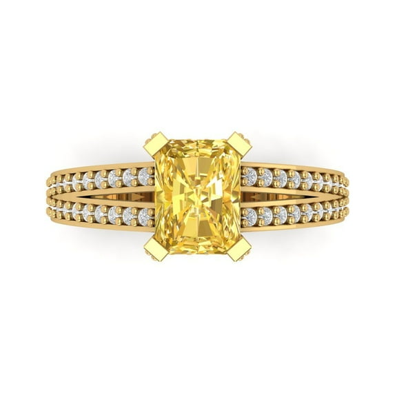 Solitaire with Accents Engagement Ring for Women - 2.45ct Natural Citrine in 18K Yellow Gold Promise Ring